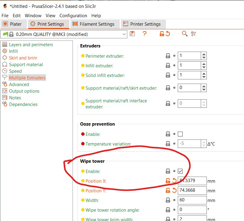 Prusaslicer 2.5.0 Startup GCODE for varying material types